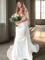 Sheath Spaghetti Straps Court Train Satin Wedding Dress
