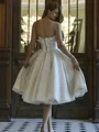 A-line Off-the-Shoulder Appliques Lace Knee-Length Wedding Dress