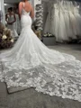 Trumpet/Mermaid Tulle V-neck Sleeveless Cathedral Train Wedding Dress
