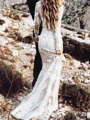 Sheath Scoop Long Sleeves Appliques Lace Sweep Train Tulle Wedding Dress