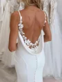 Sheath Spaghetti Straps Appliques Lace Cathedral Train Charmeuse Wedding Dress