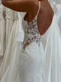 Sheath Spaghetti Straps Appliques Lace Cathedral Train Charmeuse Corset Wedding Dress