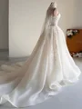 A-line Sweetheart Appliques Lace Chapel Train Tulle Corset Wedding Dress