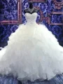 Ball Gown Sweetheart Cathedral Train Organza Wedding Dresses With Beading