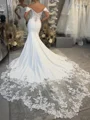 Mermaid Off-the-Shoulder Appliques Lace Cathedral Train Charmeuse Corset Wedding Dress