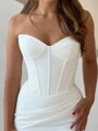Sheath Sweetheart Pleated Cathedral Train Stretch Crepe Corset Wedding Dress