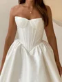 A-line Straight Pleated Cathedral Train Satin Corset Wedding Dress