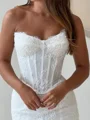 Mermaid Straight Appliques Lace Cathedral Train Lace Wedding Dress