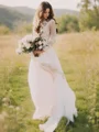 A-Line/Princess V-neck Sweep Train Tulle Wedding Dresses