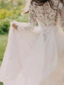 A-Line/Princess V-neck Sweep Train Tulle Wedding Dresses