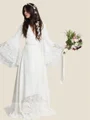 A-Line/Princess V-neck Sweep Train Chiffon Wedding Dresses With Belt/Sash