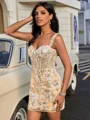 Sheath Off-the-Shoulder Sequin Short/Mini Corset Dress
