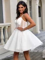 A-line V-neck Short/Mini Tulle Corset Dress