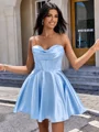 A-line Cowl Pleated Short/Mini Silk Like Satin Corset Dress