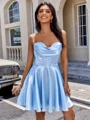 A-line Cowl Pleated Short/Mini Silk Like Satin Corset Dress