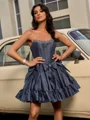 Ball-Gown Straight Bow Short/Mini Taffeta Dress