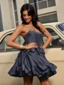 Ball-Gown Straight Bow Short/Mini Taffeta Dress