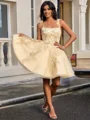 Ball-Gown Straps Appliques Lace Short/Mini Tulle Dress