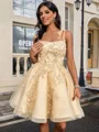 Ball-Gown Straps Appliques Lace Short/Mini Tulle Dress