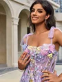 A-line Straps Flower Short/Mini Tulle Corset Dress