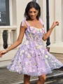 A-line Straps Flower Short/Mini Tulle Corset Dress