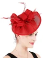 Ladies' Glamourous Flax With Feather Tea Party Hats