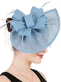 Ladies' Glamourous Flax With Feather Tea Party Hats