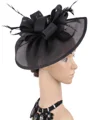 Ladies' Glamourous Flax With Feather Tea Party Hats