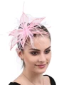 Ladies' Gorgeous Flax With Feather Tea Party Hats