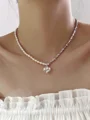 Sweet Metal With Imitation Pearl Necklace