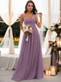 A-Line/Princess Chiffon Ruched V-neck Sleeveless Floor-Length Bridesmaid Dresses