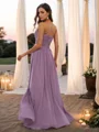 A-Line/Princess Chiffon Ruched V-neck Sleeveless Floor-Length Bridesmaid Dresses
