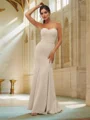 Trumpet/Mermaid Stretch Crepe Ruffles Strapless Sleeveless Sweep Train Bridesmaid Dresses