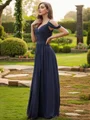 A-Line/Princess Chiffon Ruched V-neck Sleeveless Sweep Train Bridesmaid Dresses