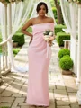Sheath/Column Stretch Crepe Ruched One-Shoulder Sleeveless Floor-Length Bridesmaid Dresses