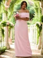 Sheath/Column Stretch Crepe Ruched One-Shoulder Sleeveless Floor-Length Bridesmaid Dresses