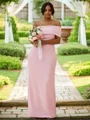 Sheath/Column Stretch Crepe Ruched One-Shoulder Sleeveless Floor-Length Bridesmaid Dresses