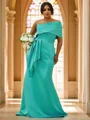 Sheath/Column Satin Ruched One-Shoulder Sleeveless Sweep Train Bridesmaid Dresses