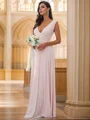 A-Line/Princess Jersey Ruffles V-neck Sleeveless Floor-Length Bridesmaid Dresses