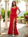 Sheath/Column Stretch Crepe Ruffles One-Shoulder Sleeveless Sweep Train Bridesmaid Dresses