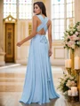 A-Line/Princess Jersey Ruffles V-neck Sleeveless Floor-Length Bridesmaid Dresses