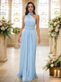 A-Line/Princess Jersey Ruffles V-neck Sleeveless Floor-Length Bridesmaid Dresses