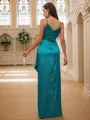 A-Line/Princess Silk Like Satin Ruched Spaghetti Straps Sleeveless Floor-Length Bridesmaid Dresses