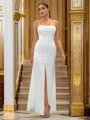 A-Line/Princess Silk like Satin Ruffles Spaghetti Straps Sleeveless Floor-Length Bridesmaid Dresses