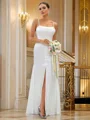 A-Line/Princess Silk like Satin Ruffles Spaghetti Straps Sleeveless Floor-Length Bridesmaid Dresses