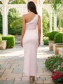 Sheath/Column Charmeuse Ruched One-Shoulder Sleeveless Ankle-Length Bridesmaid Dresses