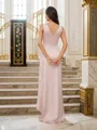 A-Line/Princess Charmeuse Ruched V-neck Sleeveless Sweep Train Bridesmaid Dresses
