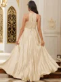 A-Line/Princess Silk like Satin Ruffles Halter Sleeveless Floor-Length Bridesmaid Dresses