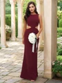Sheath/Column Stretch Crepe Scoop Sleeveless Floor-Length Bridesmaid Dresses