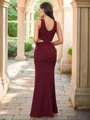 Sheath/Column Stretch Crepe Scoop Sleeveless Floor-Length Bridesmaid Dresses